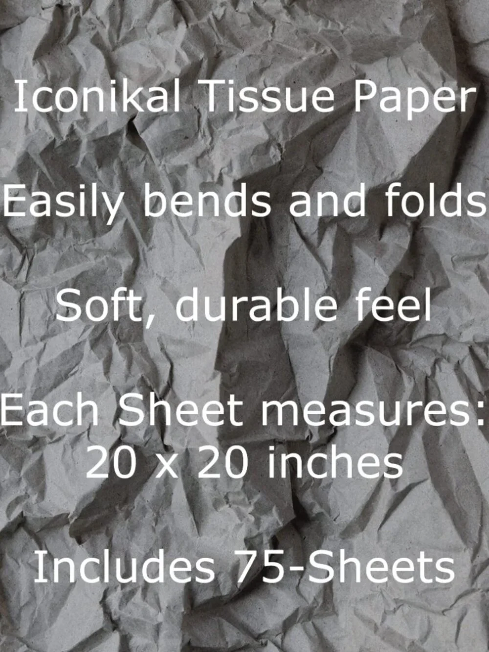 Iconikal 60-Sheet Gift Wrap Tissue Paper 20x20-Inch (Black) Premium for Crafts G